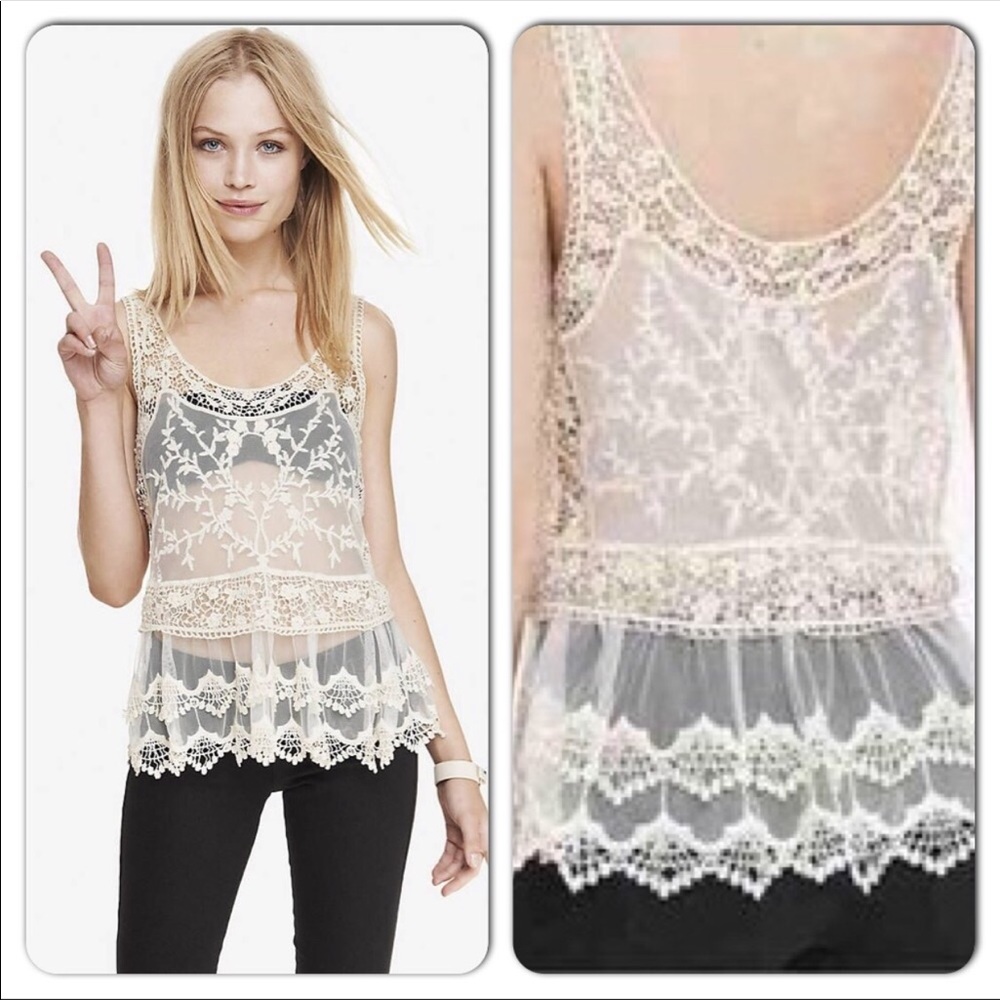 Express Baroque Tiered Lace Tank